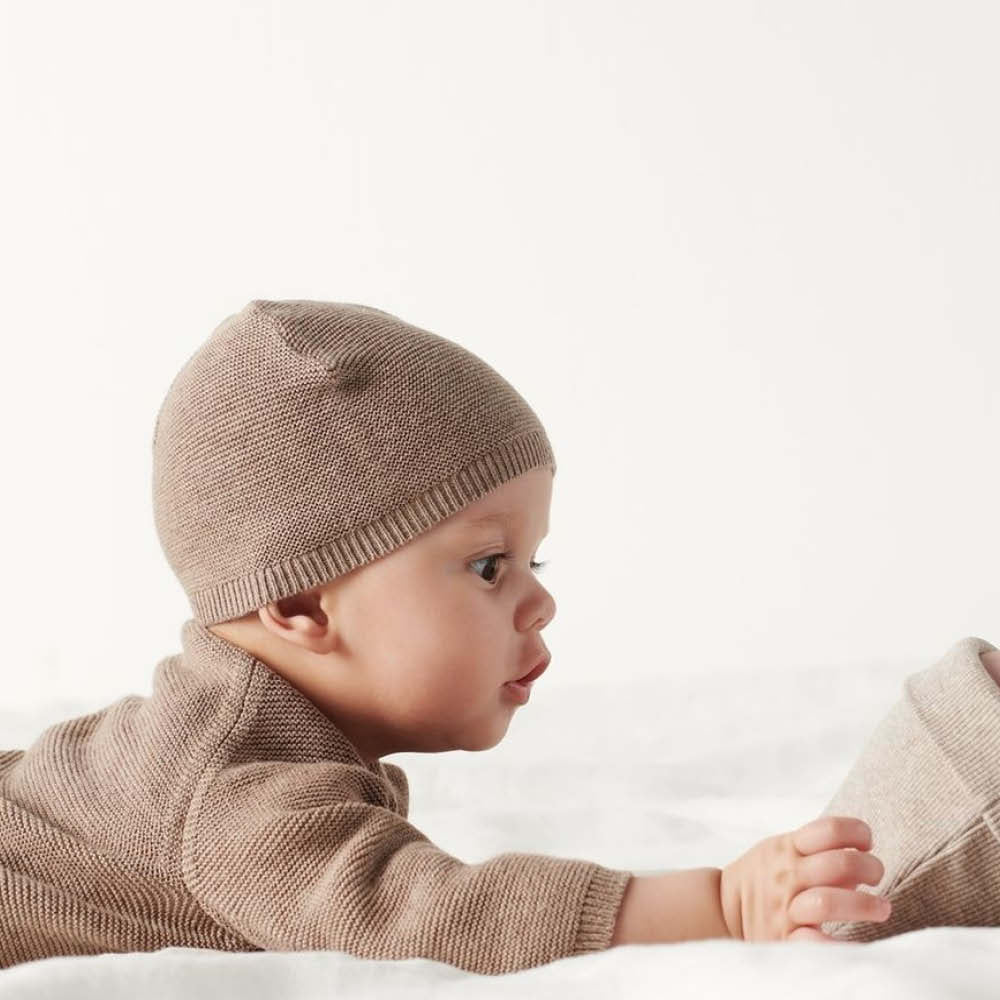 Grenouillère pour bébé en mélange taupe