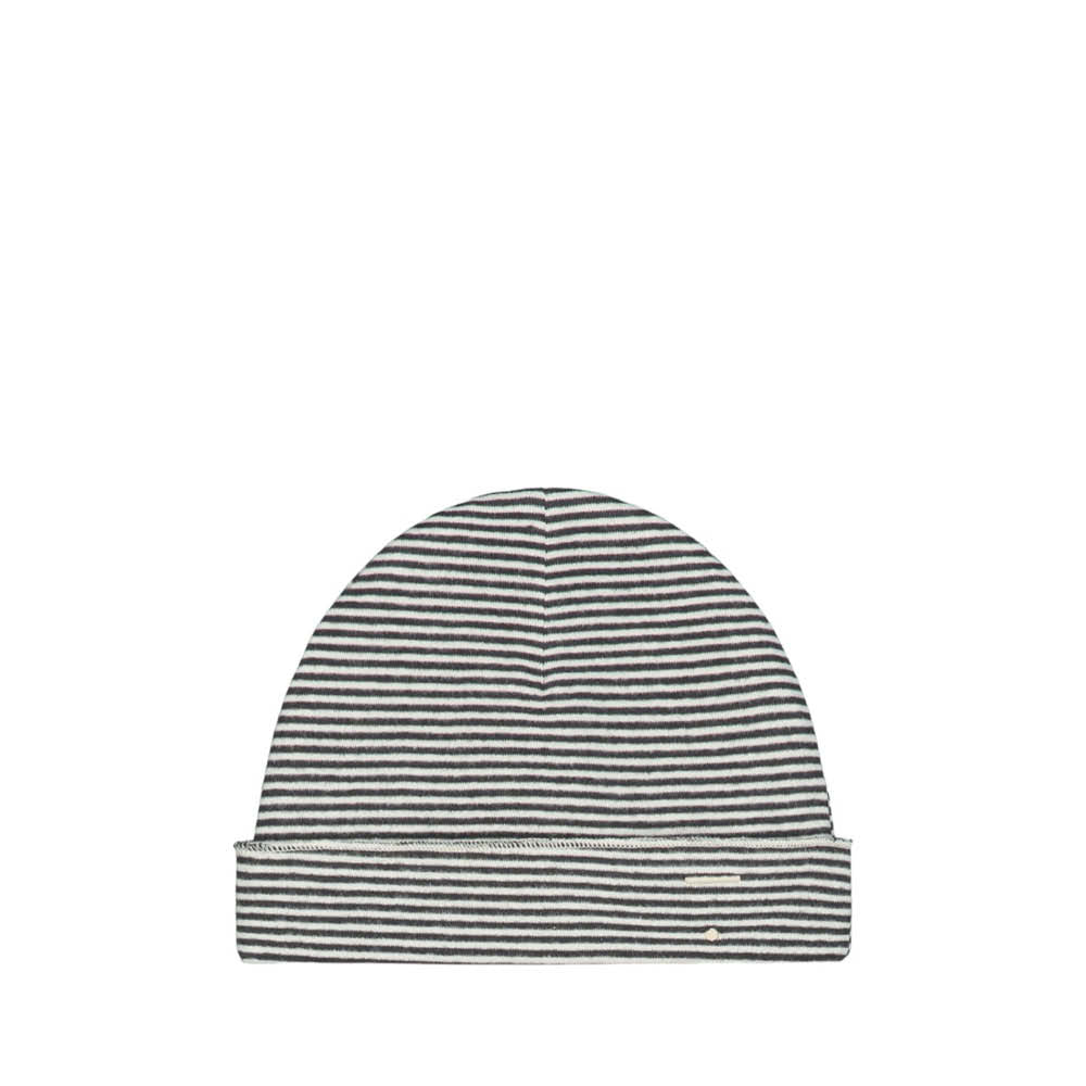 Baby Beanie in nearly black/cream