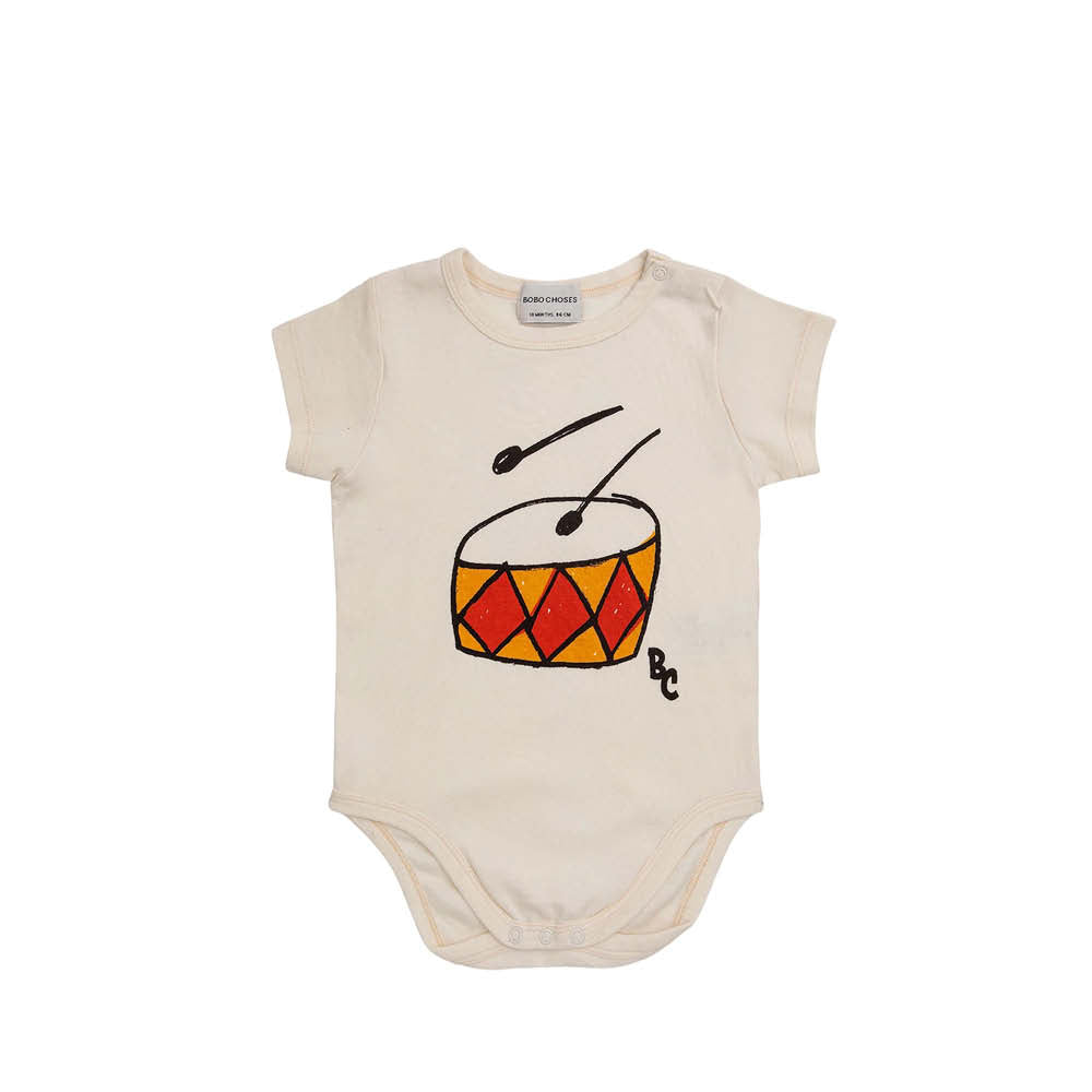 Kurzärmliger Baby Body mit Trommel