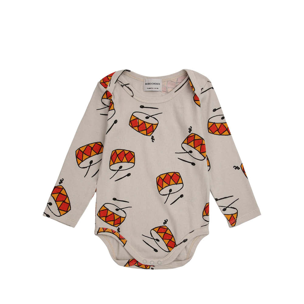 Langärmliger Baby Body mit Trommeln