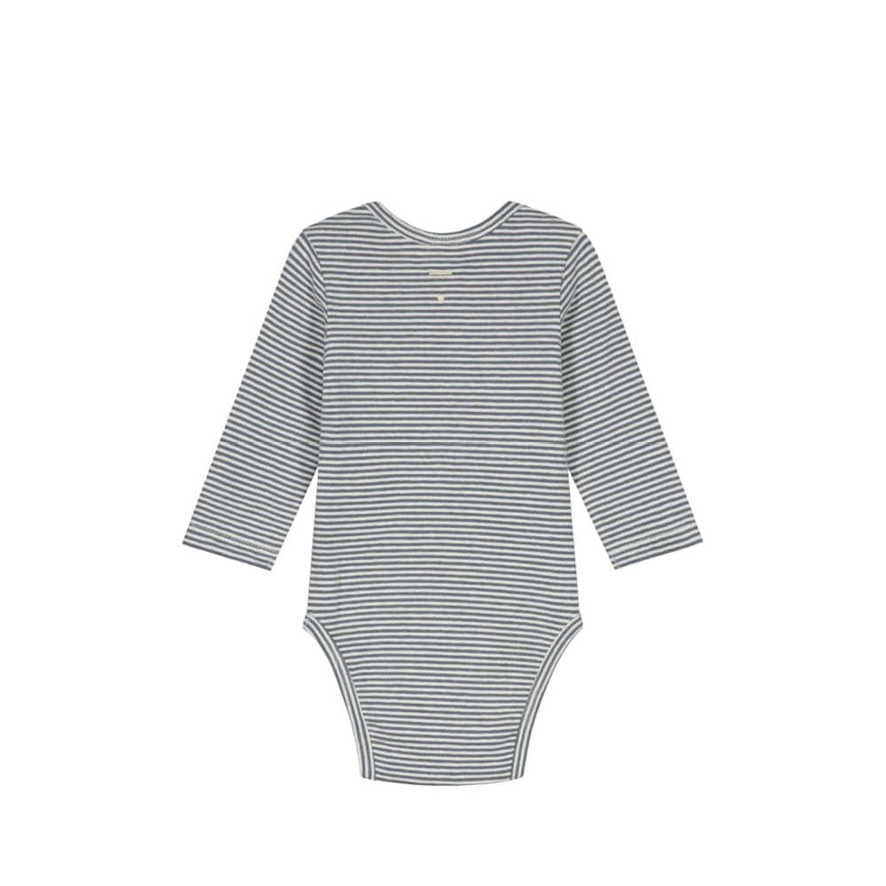 Langärmliger Baby Body in blue grey/cream