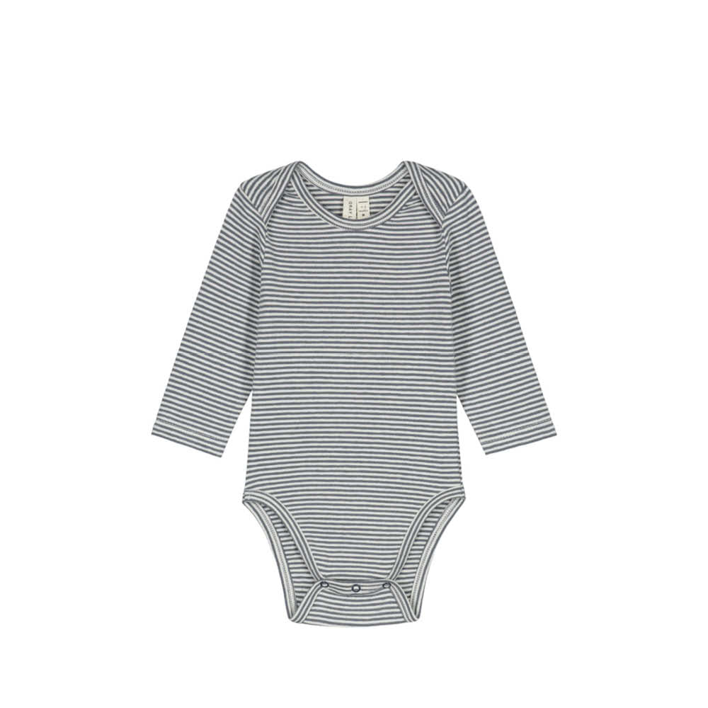 Langärmliger Baby Body in blue grey/cream