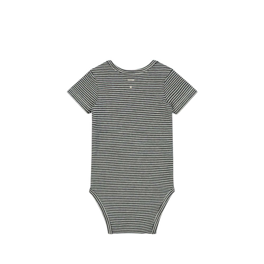 Kurzärmliger Baby Body in nearly black/cream