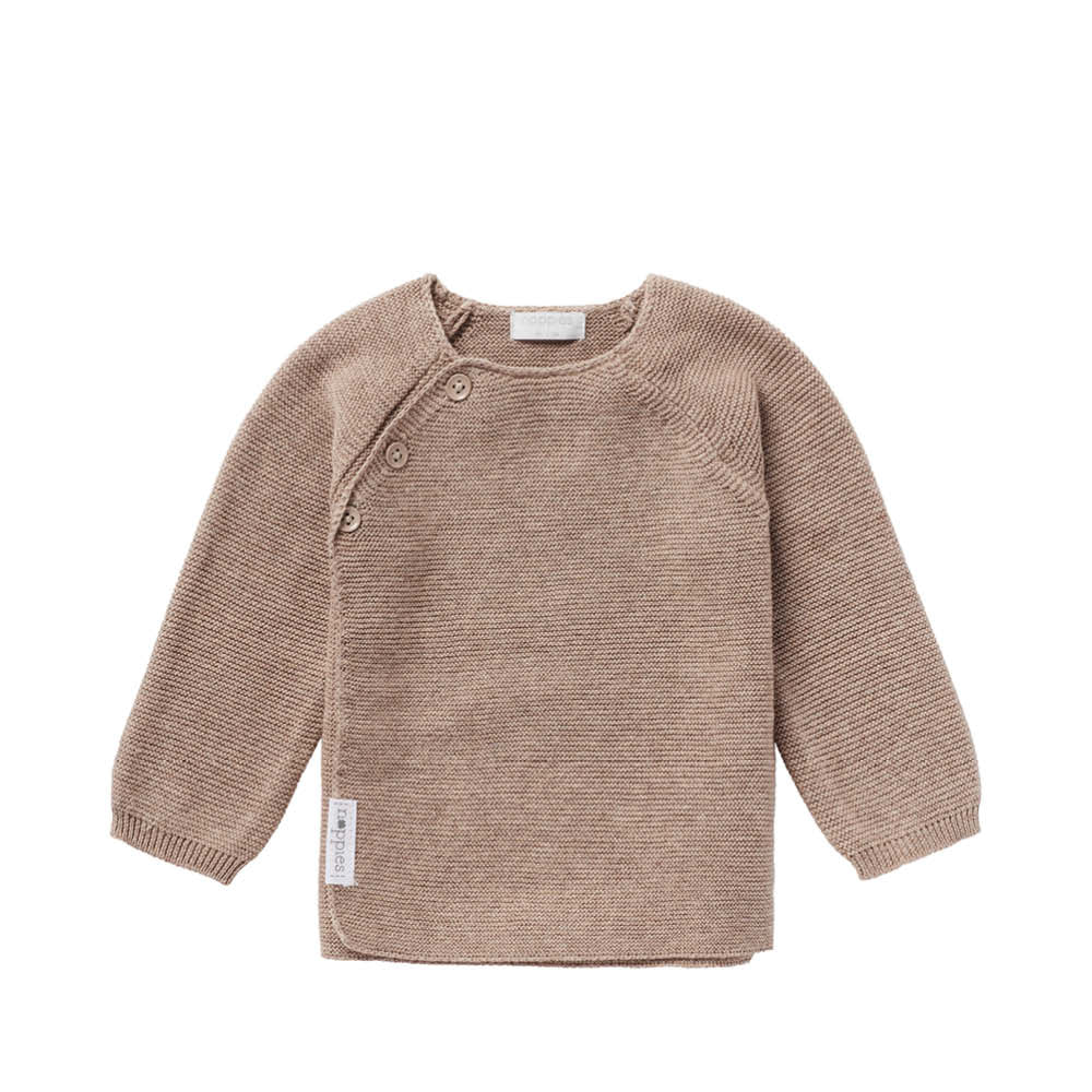 Cardigan bébé Pino en taupe chiné