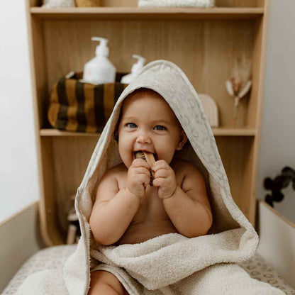 Baby Hooded Towel Colette in dotted heart grége