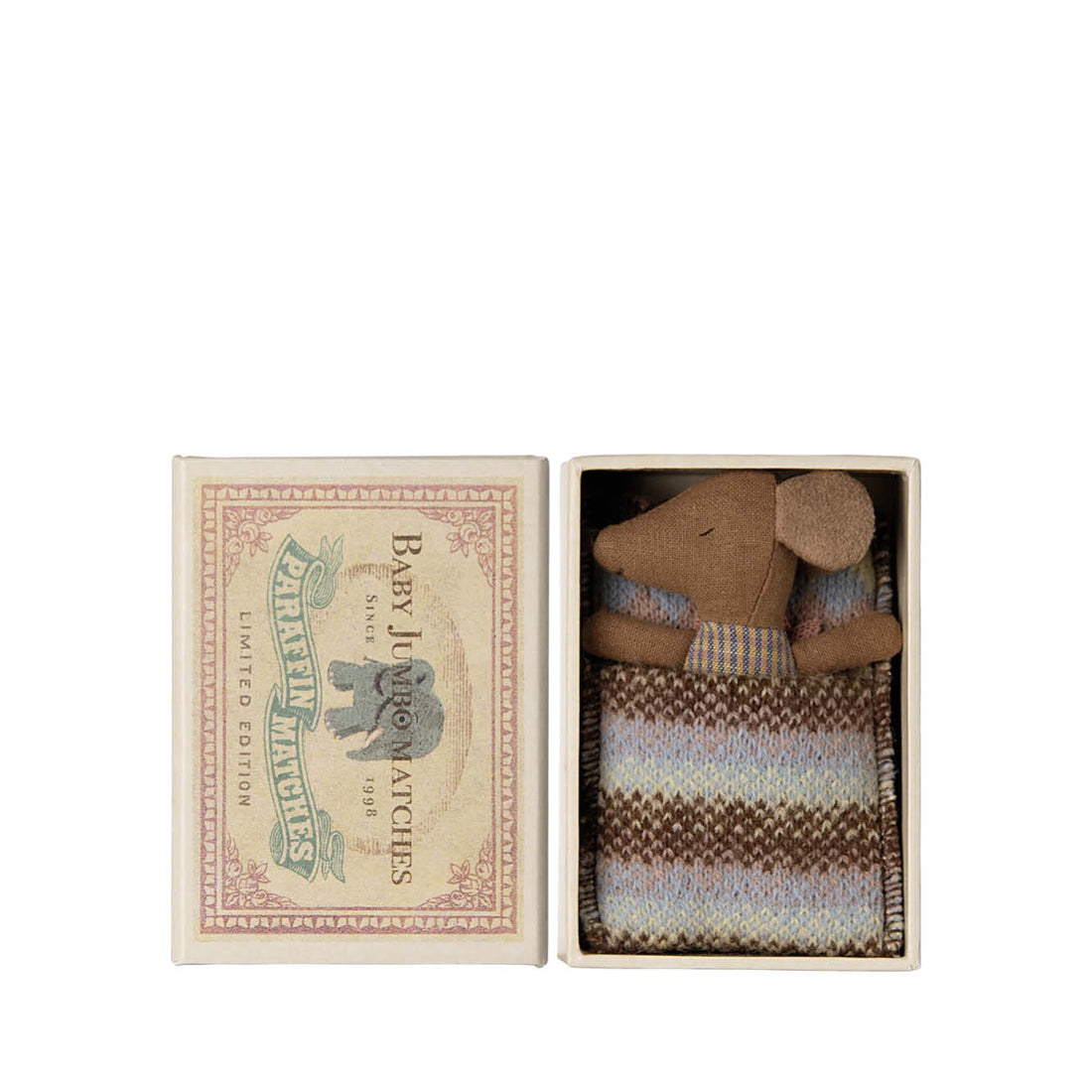 Baby Maus in rosa Steichholzschachtel