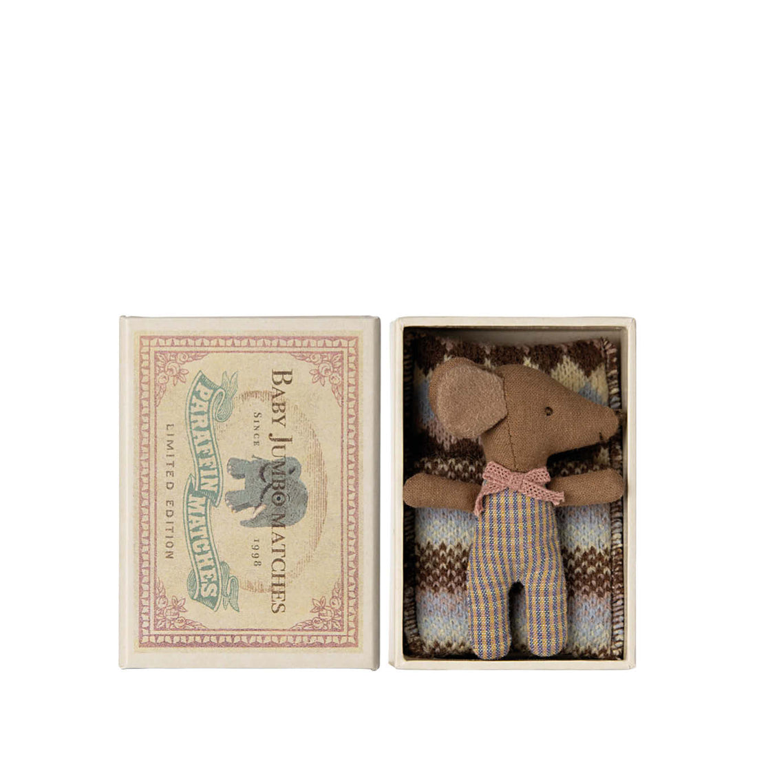 Baby Maus in rosa Steichholzschachtel