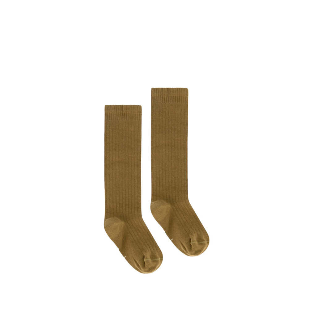 Lange gerippte Socken in peanut