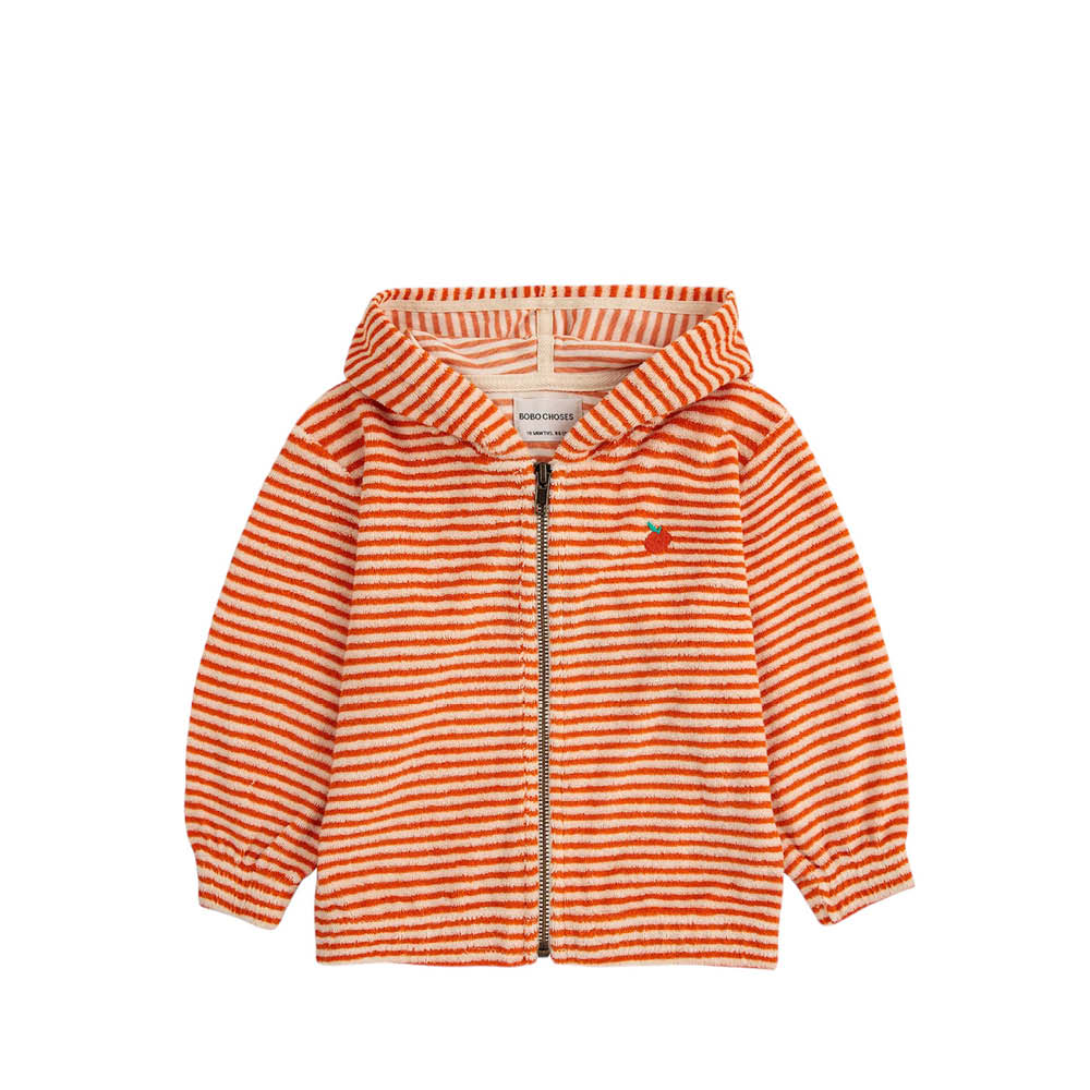 Veste bébé en tissu éponge à rayures orange