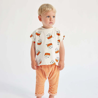 Sleeveless Baby T-Shirt with Drums