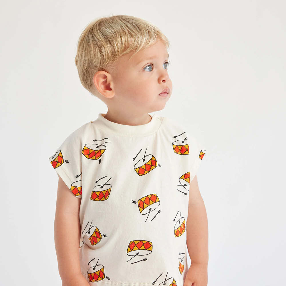 Sleeveless Baby T-Shirt with Drums