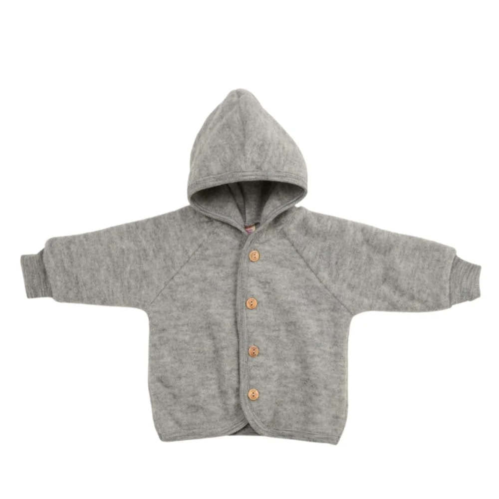 Baby Kapuzenjacke aus Wolle in gray melange