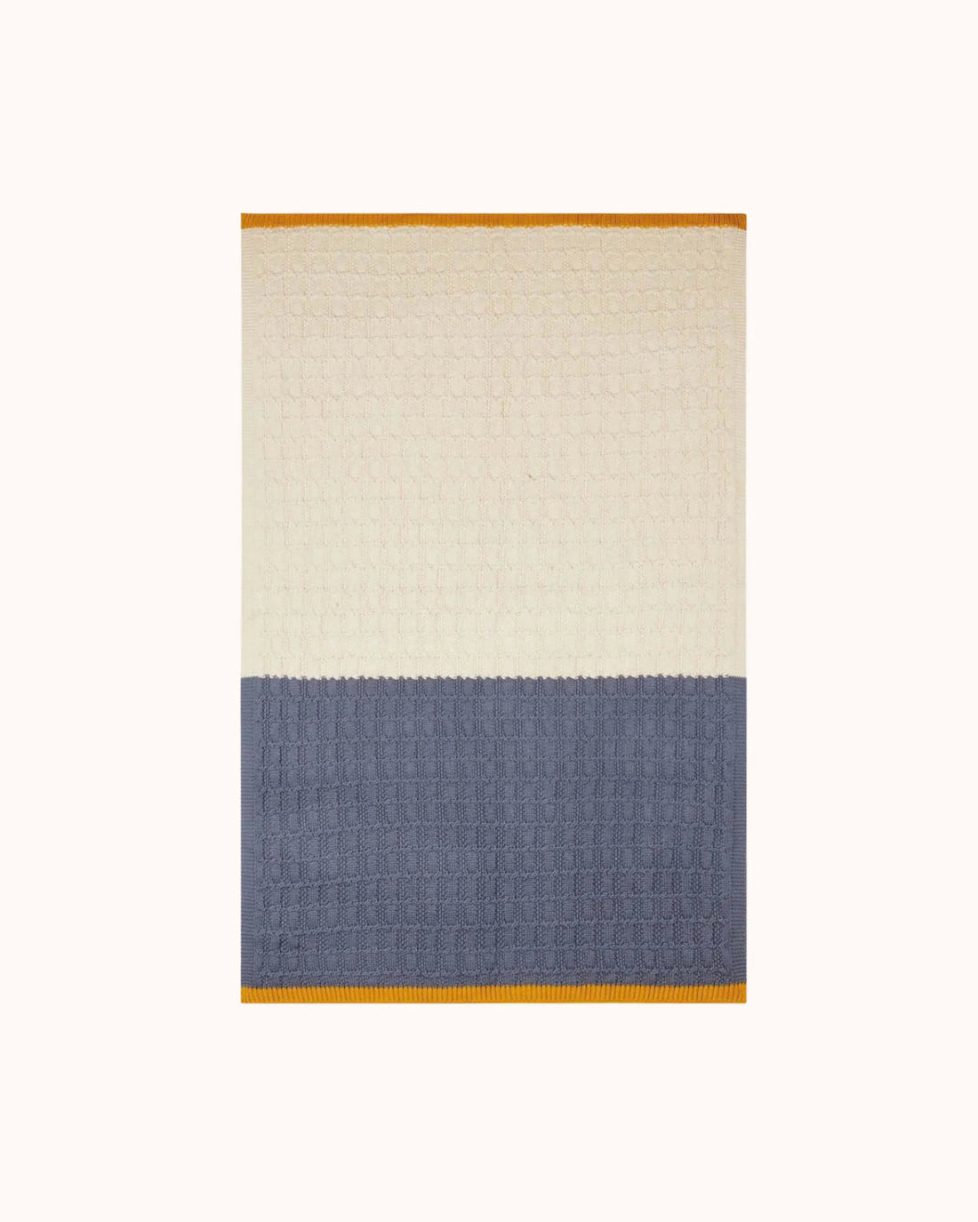 Knitted Baby Blanket in blue/cream