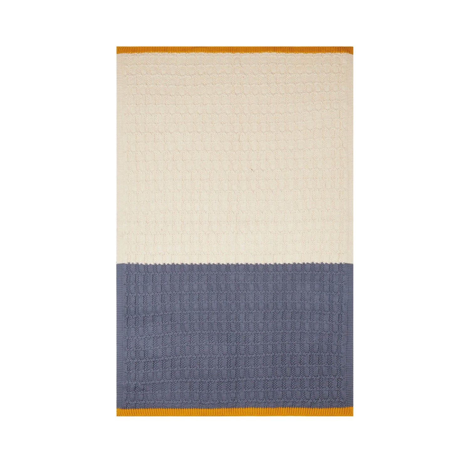 Babydecke aus Baumwollstrick in blau/creme