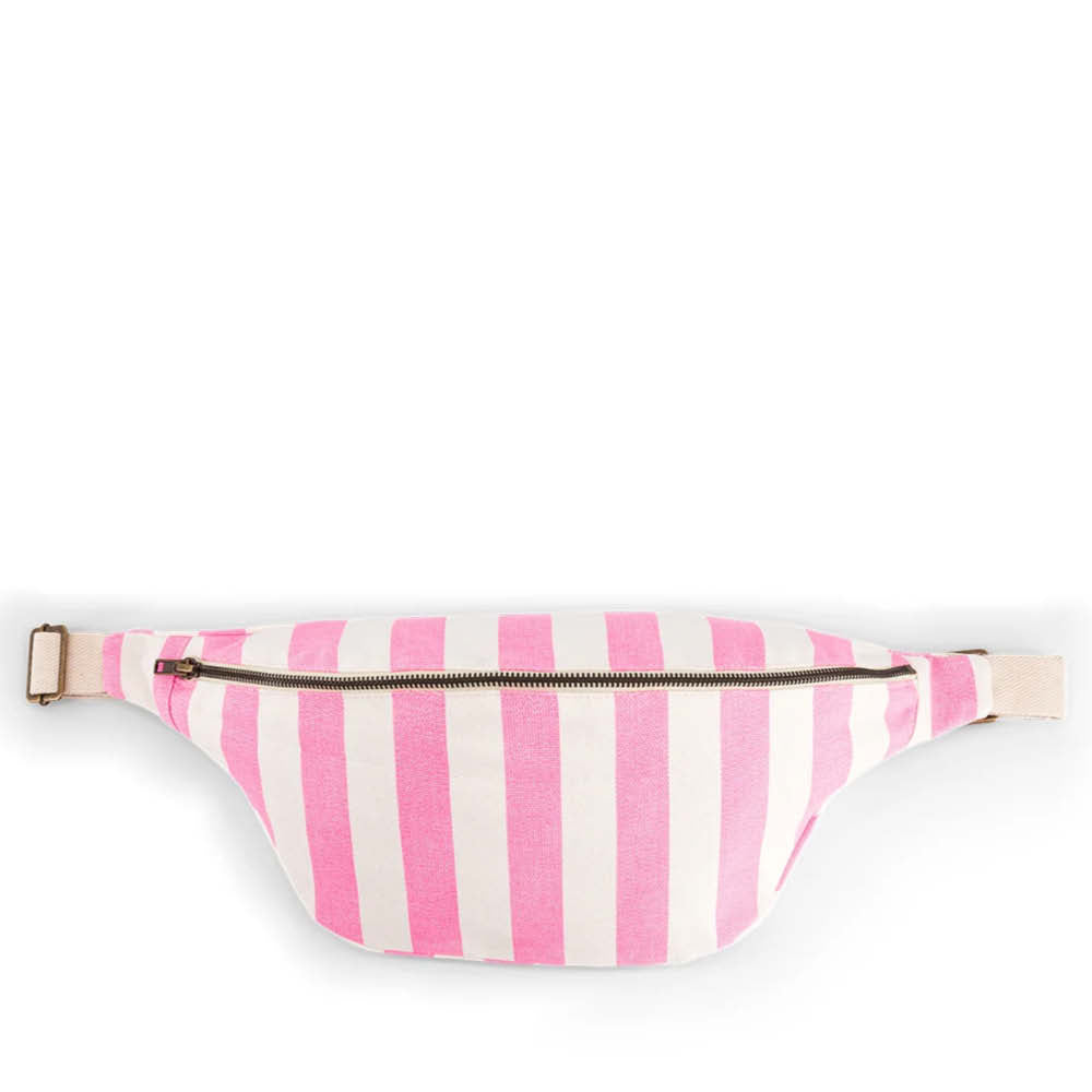 Banana Bag in ecru/pink striped