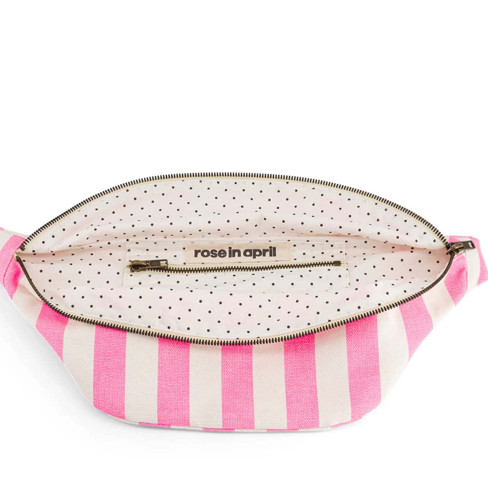 Banana Bag in ecru/pink striped