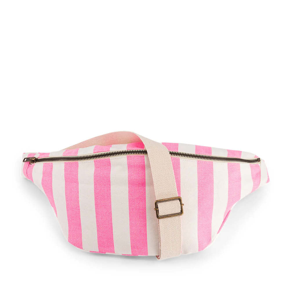 Banana Bag in ecru/pink striped