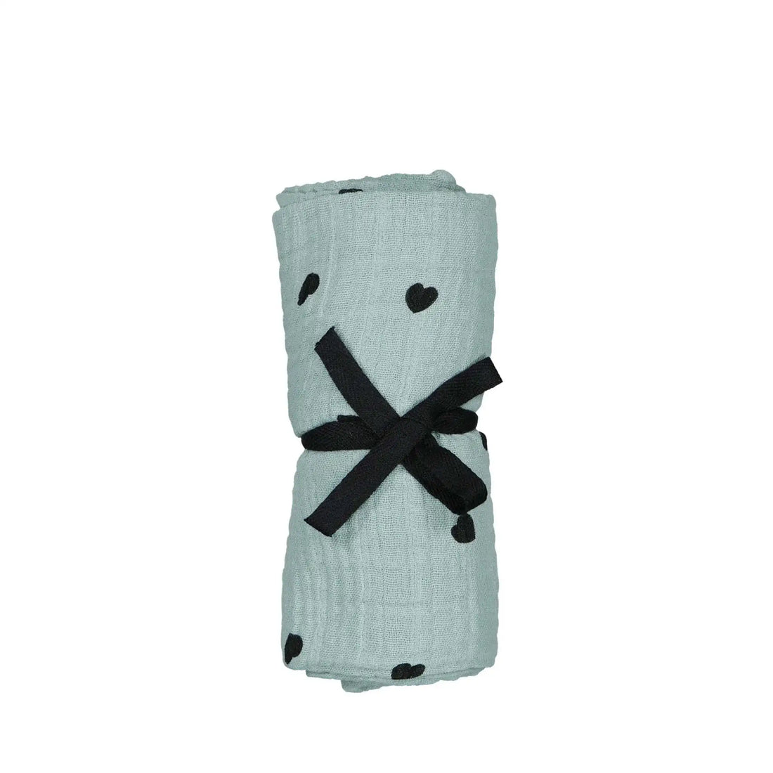 Musselin Swaddle Bianca in black heart blue