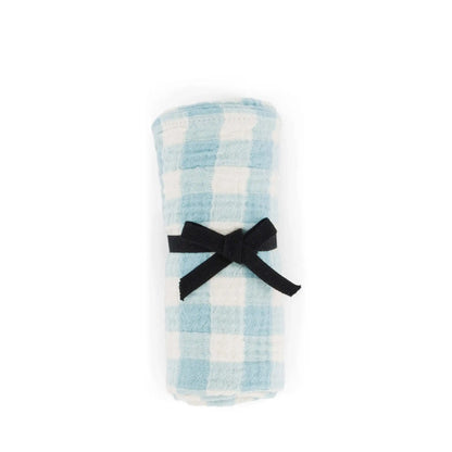 Musselin Swaddle Bianca in gingham blue
