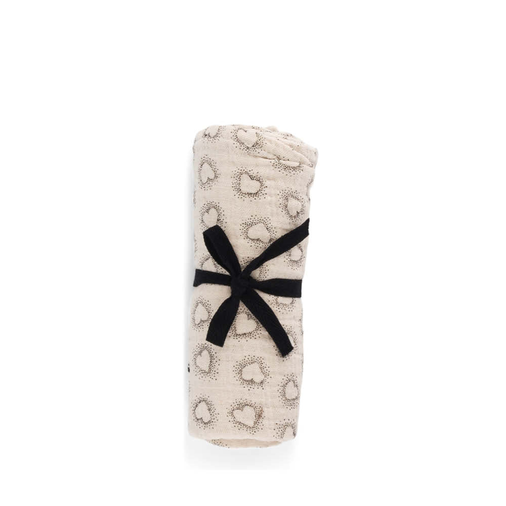 Muslin Swaddle Bianca in dotted heart grége