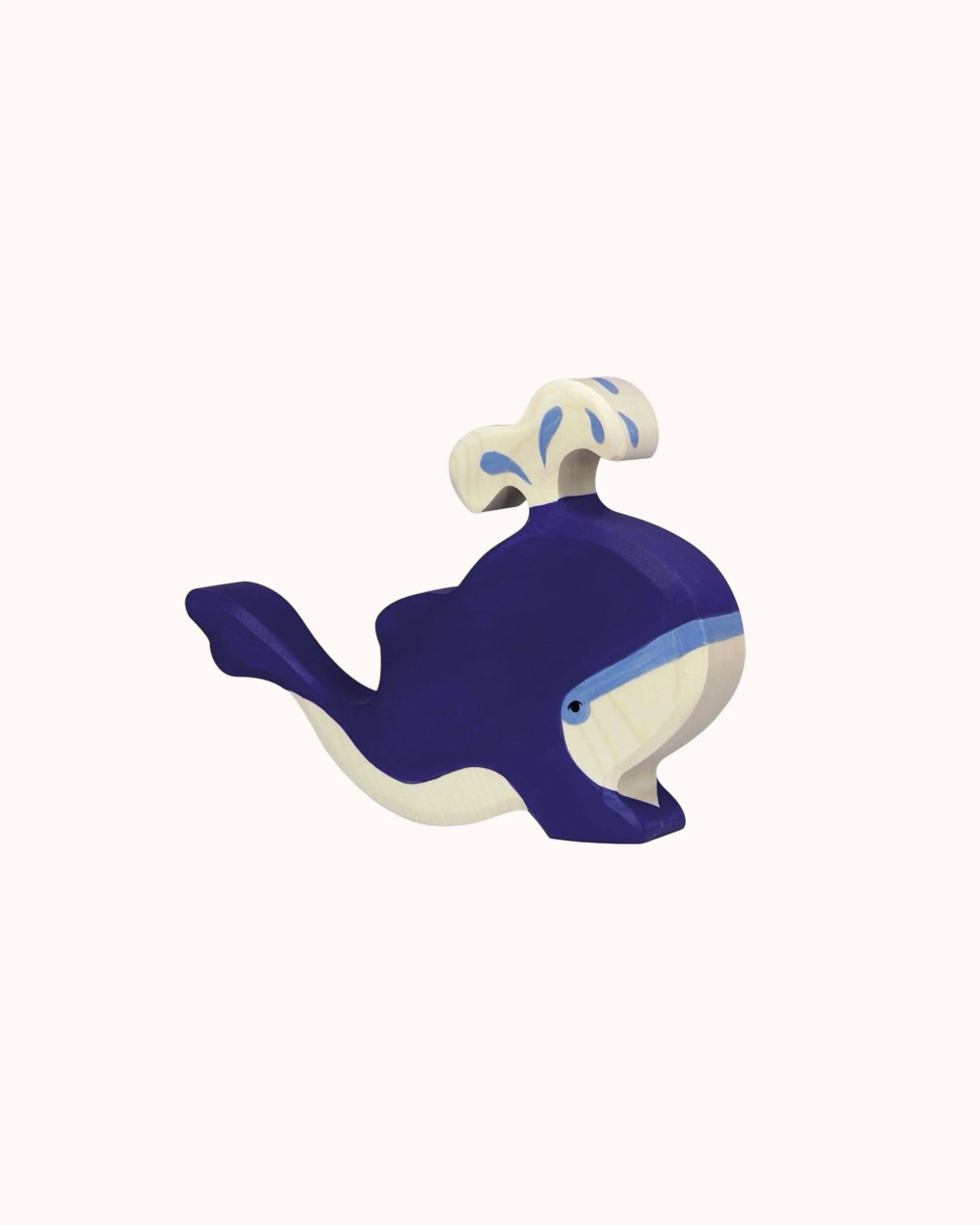 Wooden Figure Blue Whale with Water Spout