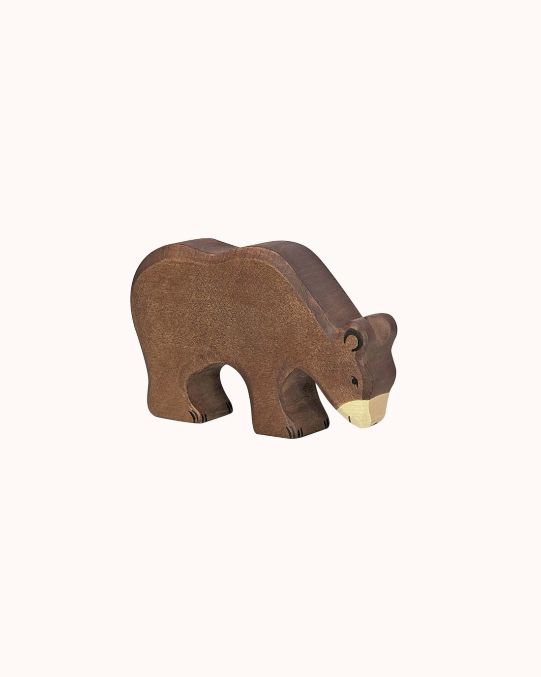 Wooden figure, big eating brown bear