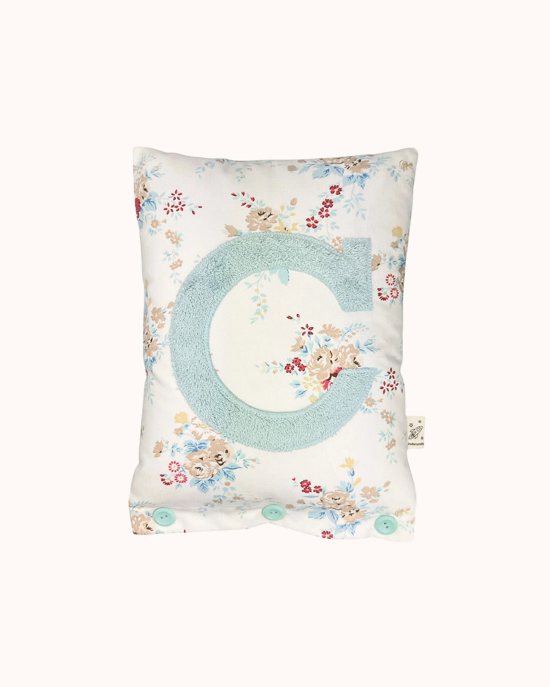 Letter Cushion Light Blue on White with Flowers
