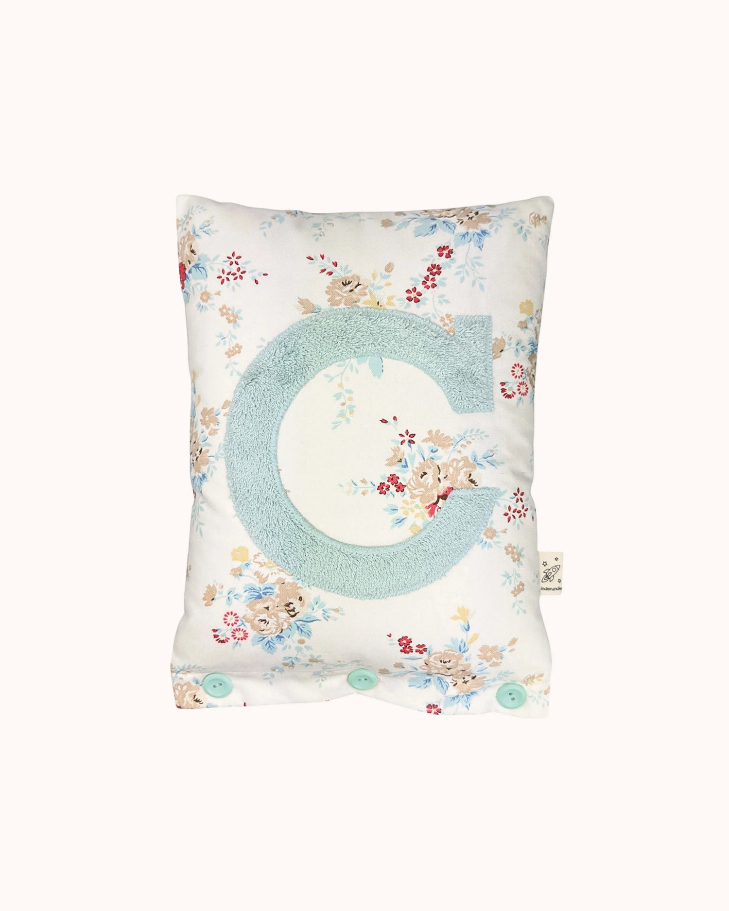 Letter Cushion Light Blue on White with Flowers