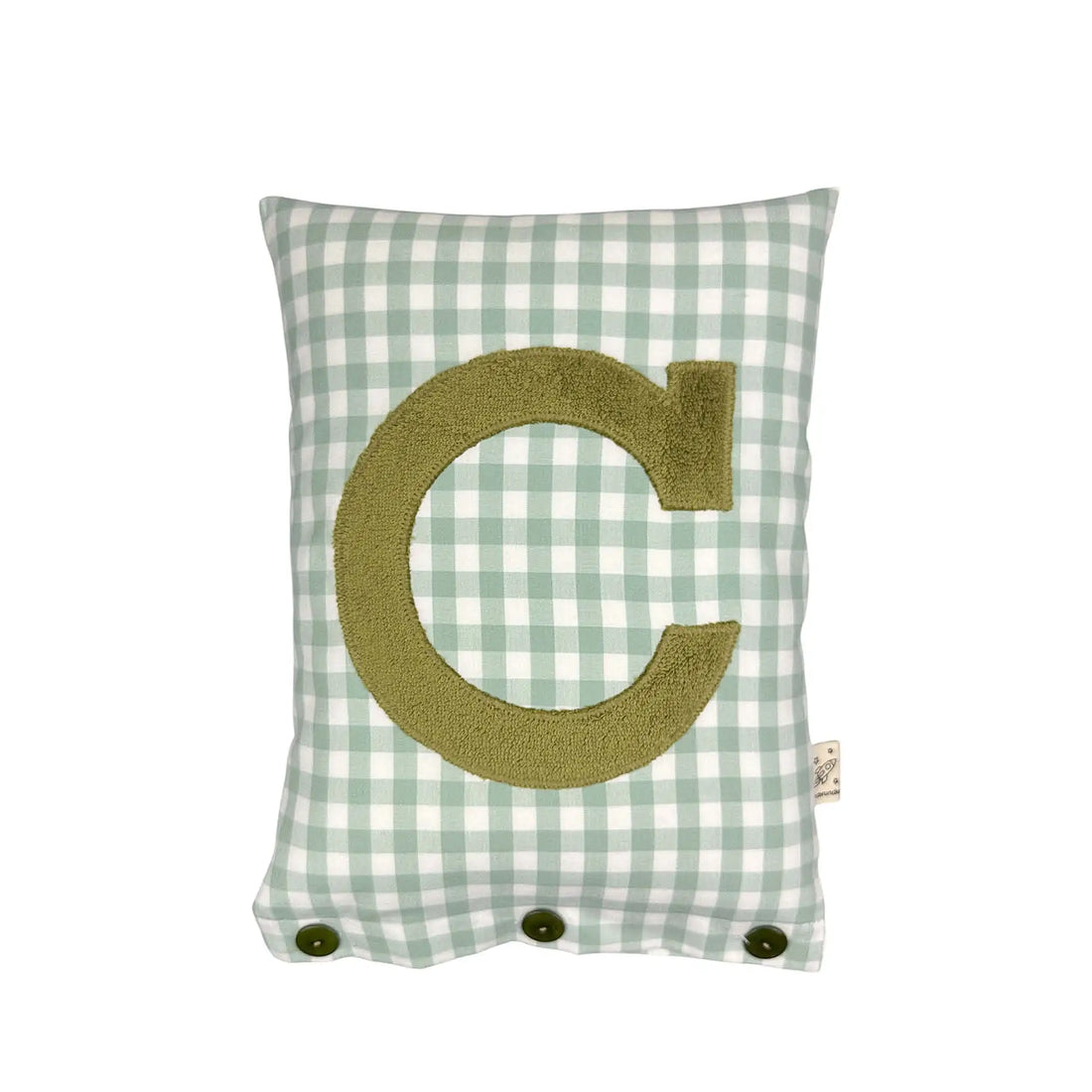 Letter Cushion Olive on Sage Gingham