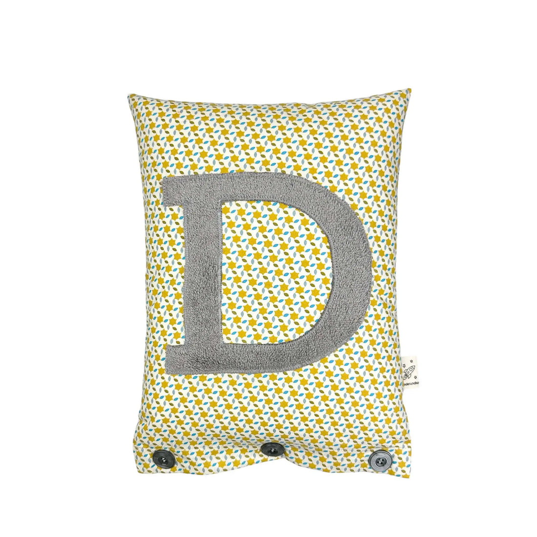 Letter Cushion D – Grey on Popeline Moussem
