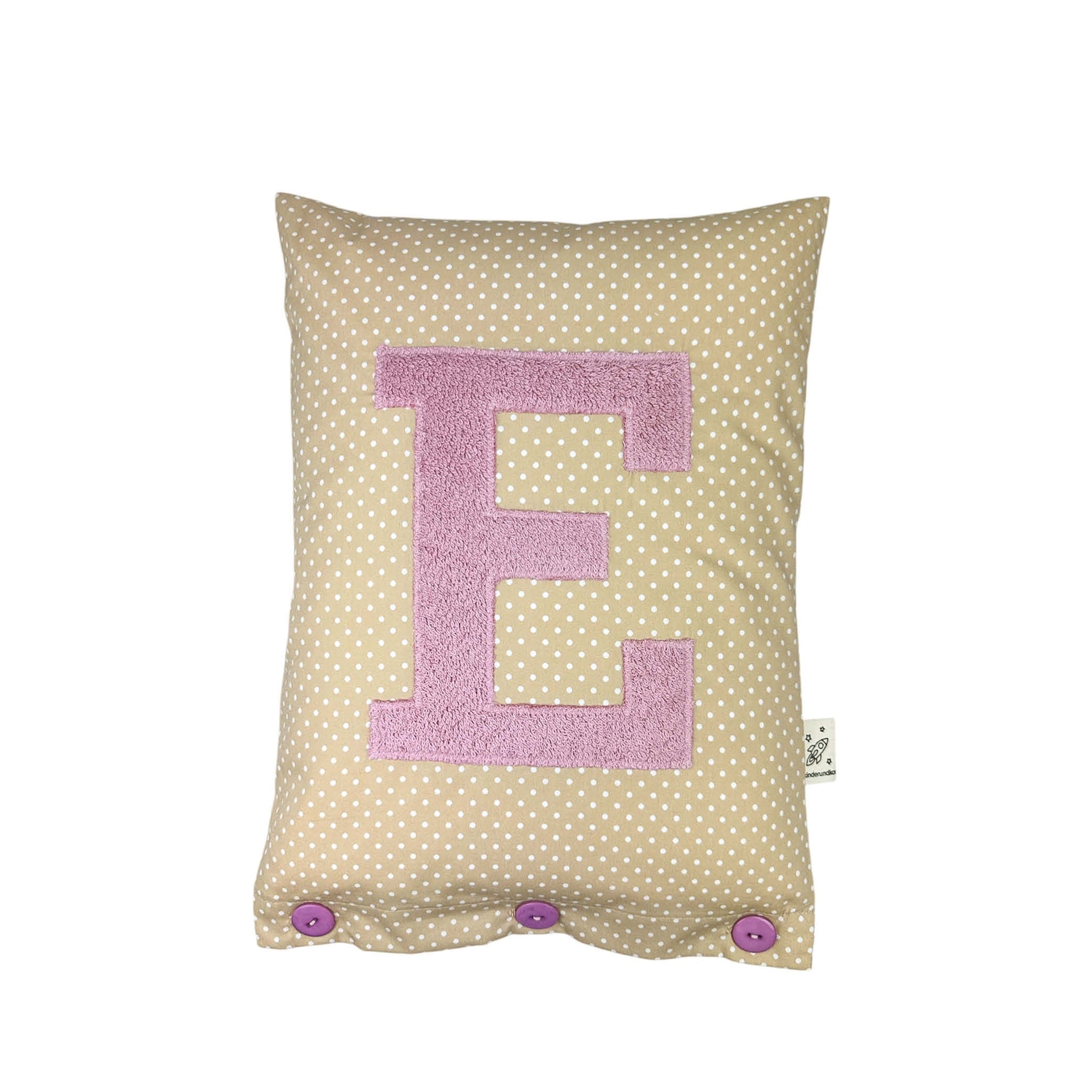 Letter Cushion Old Rose on Beige with white Dots