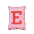 Letter Cushion Coral Red on pink Gingham