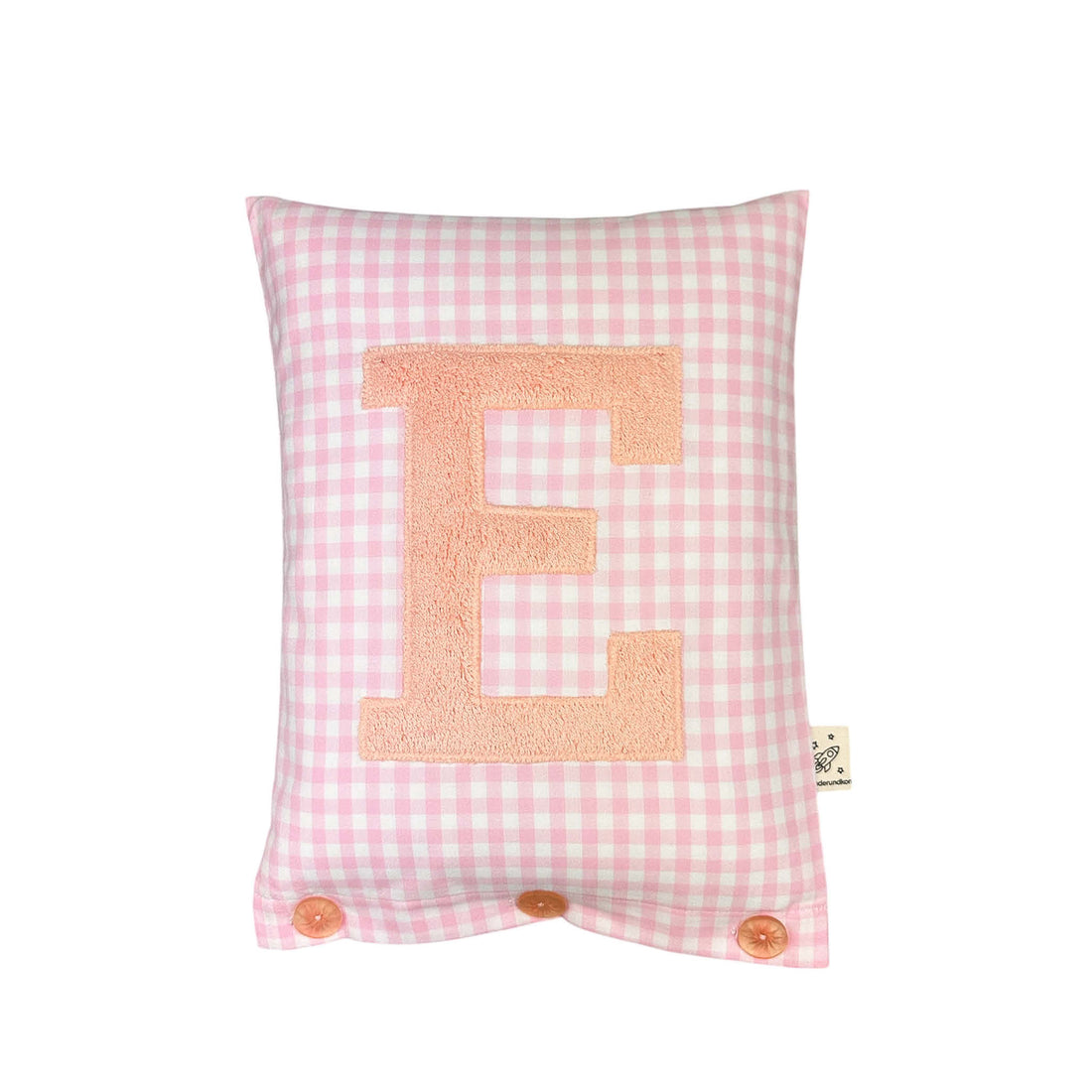 Letter Cushion Light Apricot on rose Gingham
