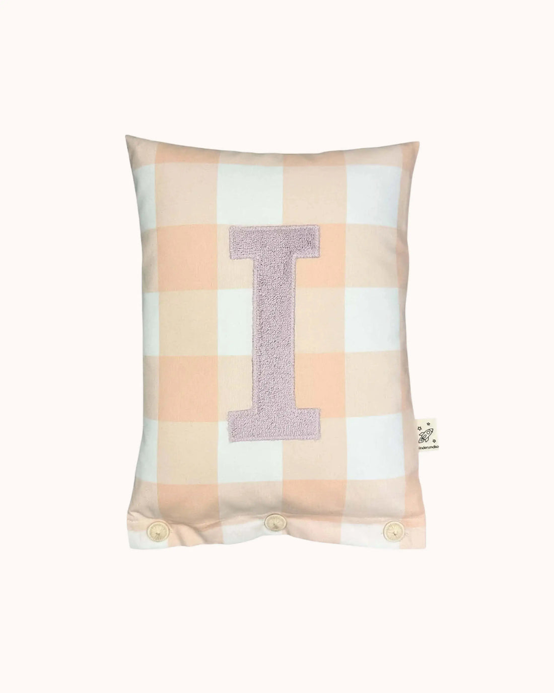 Buchstabenkissen I – staubiges Flieder auf großem nude Vichykaro