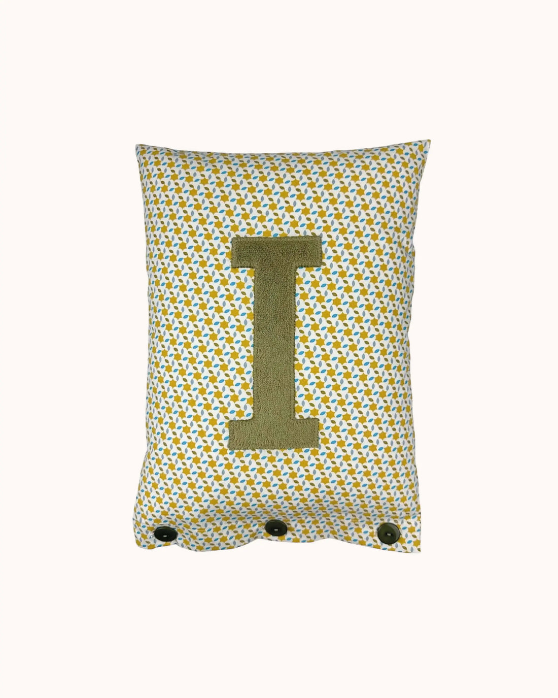 Buchstabenkissen Oliv auf Popeline Moussem