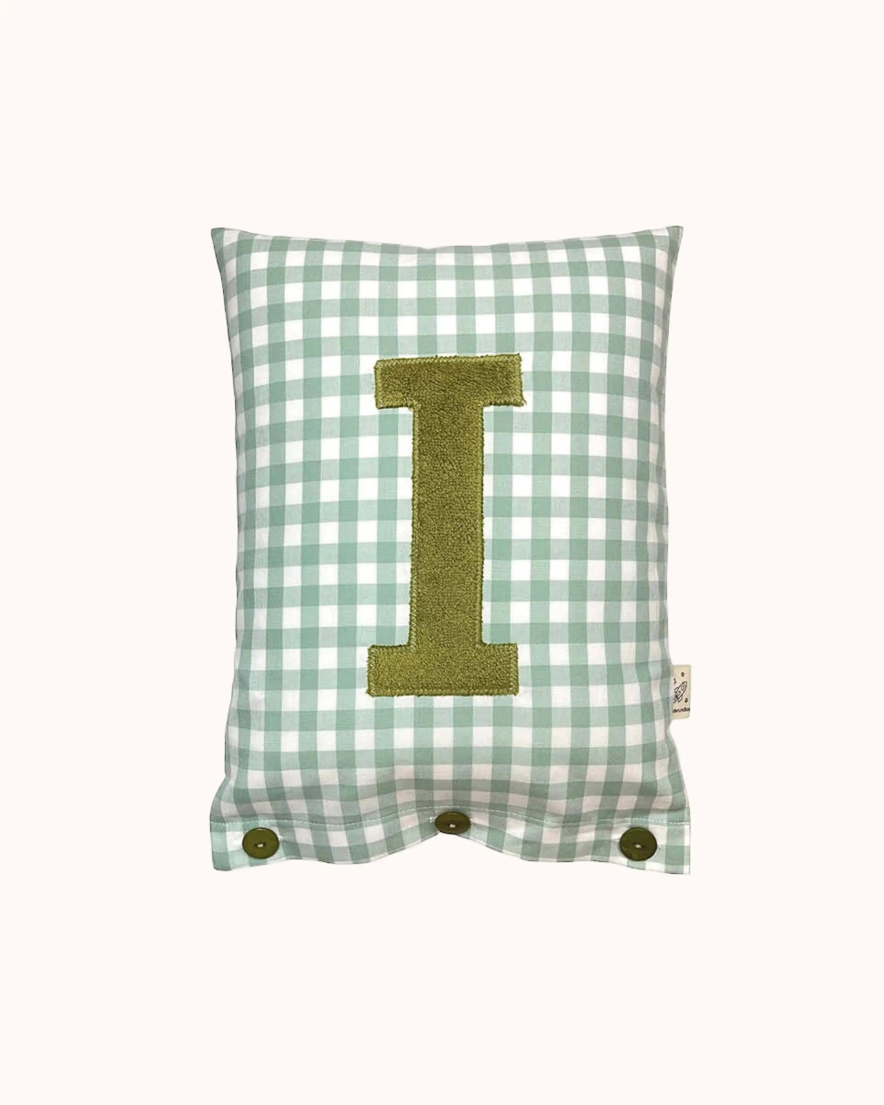 Letter Cushion Olive on Sage Gingham