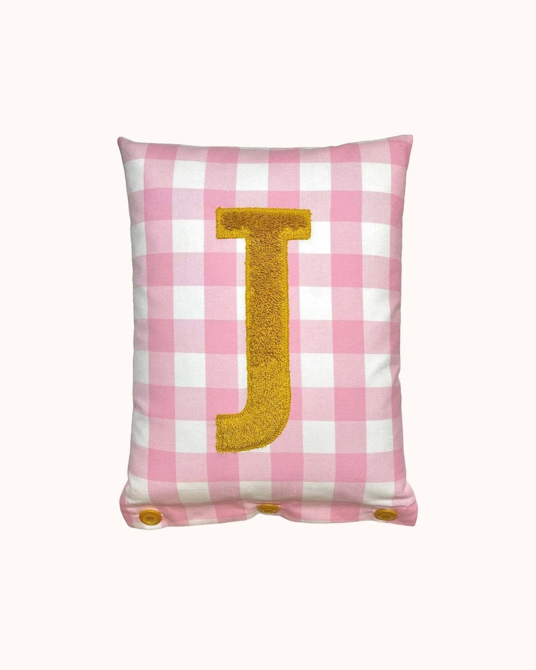 Buchstabenkissen Kurkuma auf Rosa Vichykaro