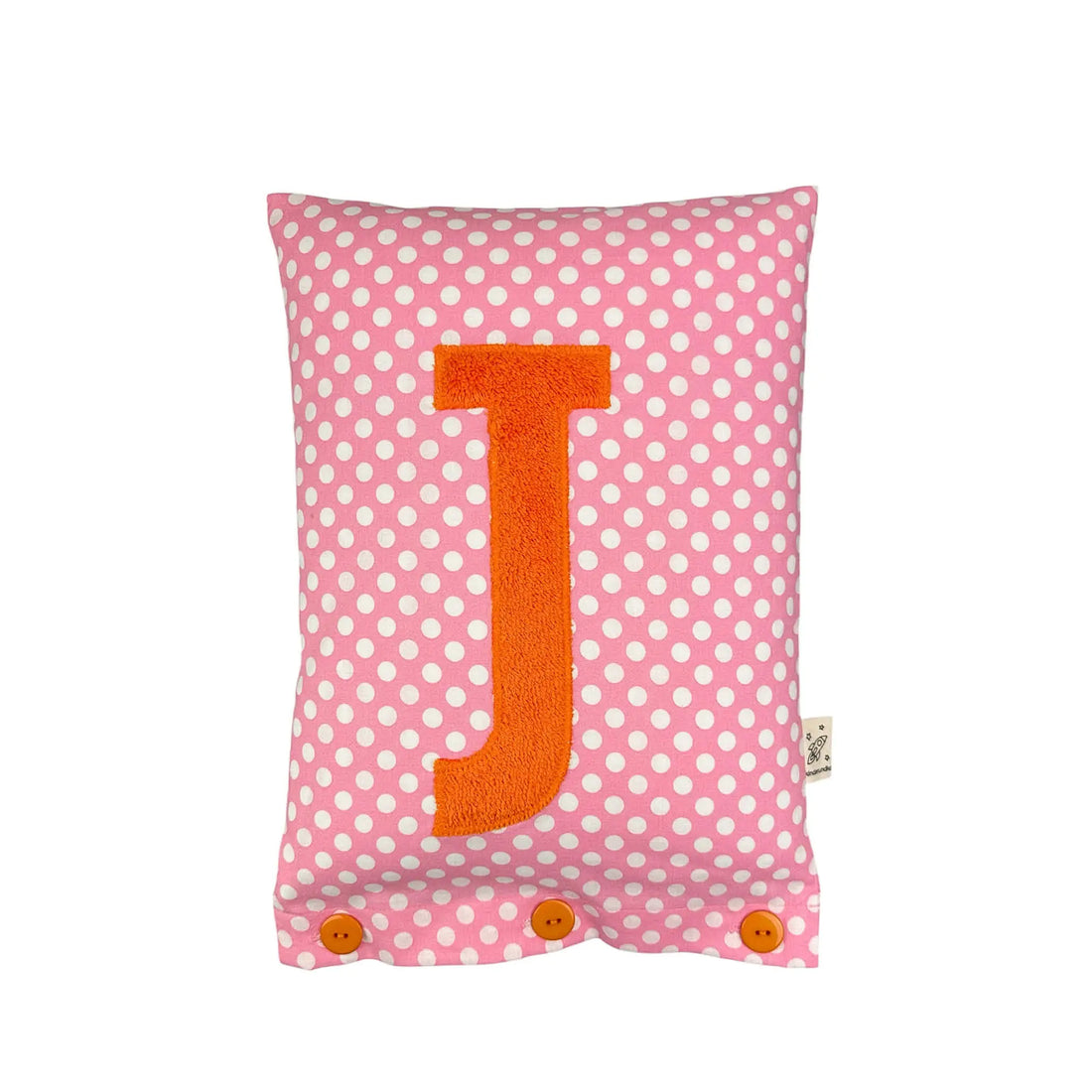 Letter Cushion Orange on Pink with white Dots