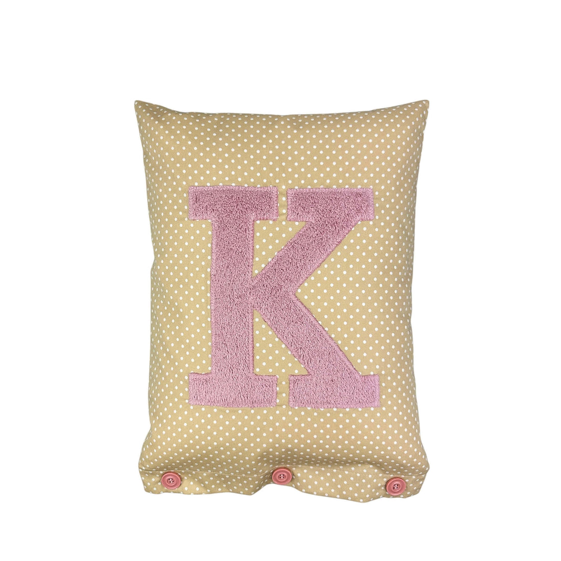 Letter Cushion Old Rose on Beige with white Dots