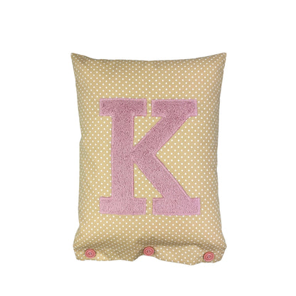 Letter Cushion Old Rose on Beige with white Dots