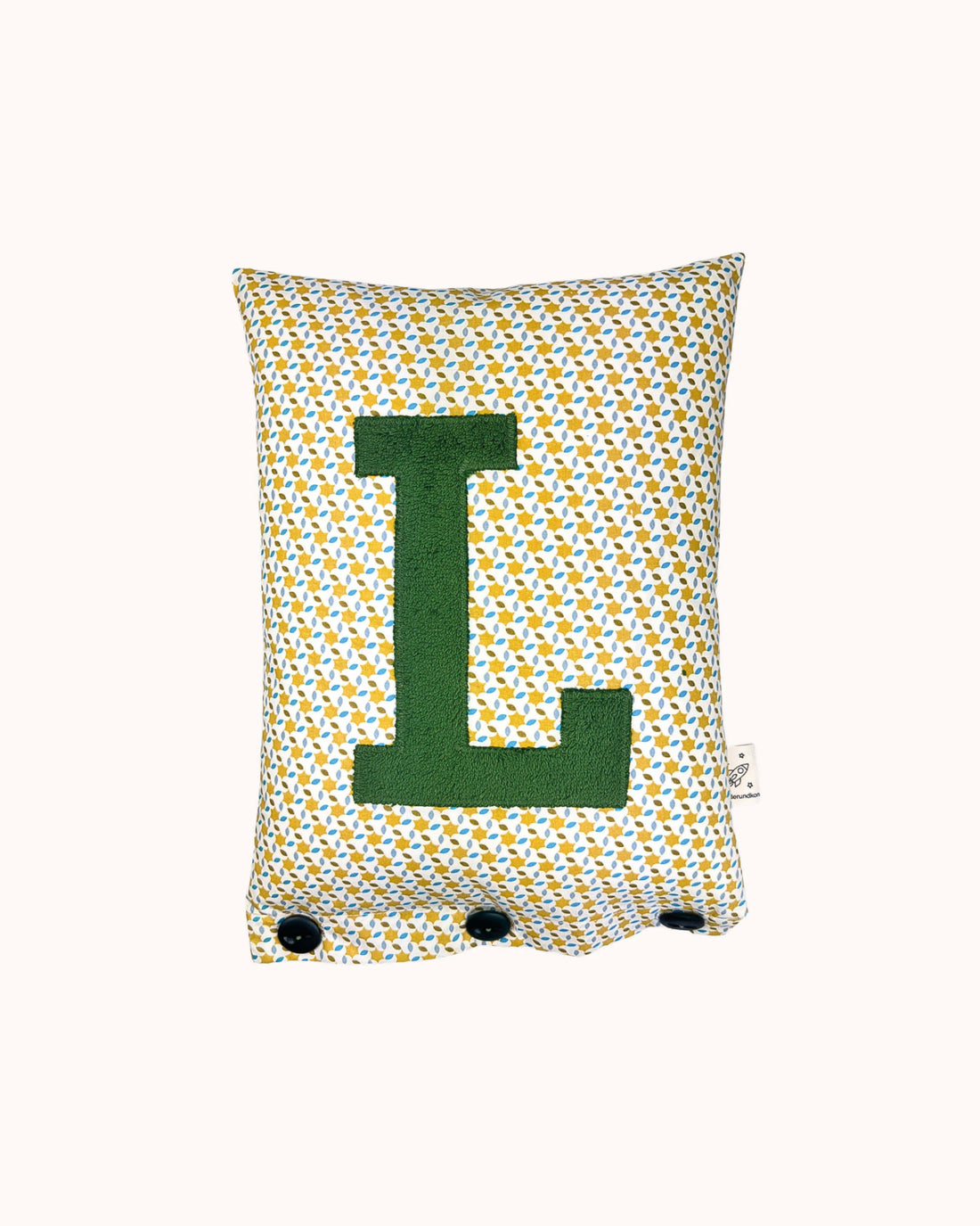 Letter Cushion Dark green on Popeline Moussem