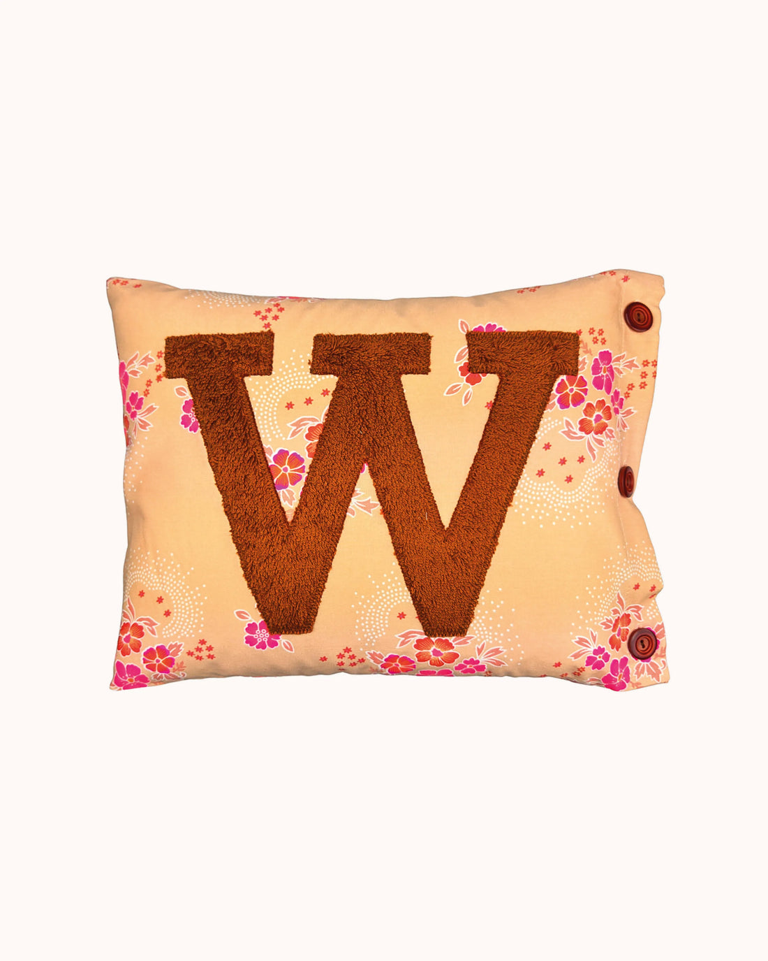 Letter Cushion Brown on Folksy Pink