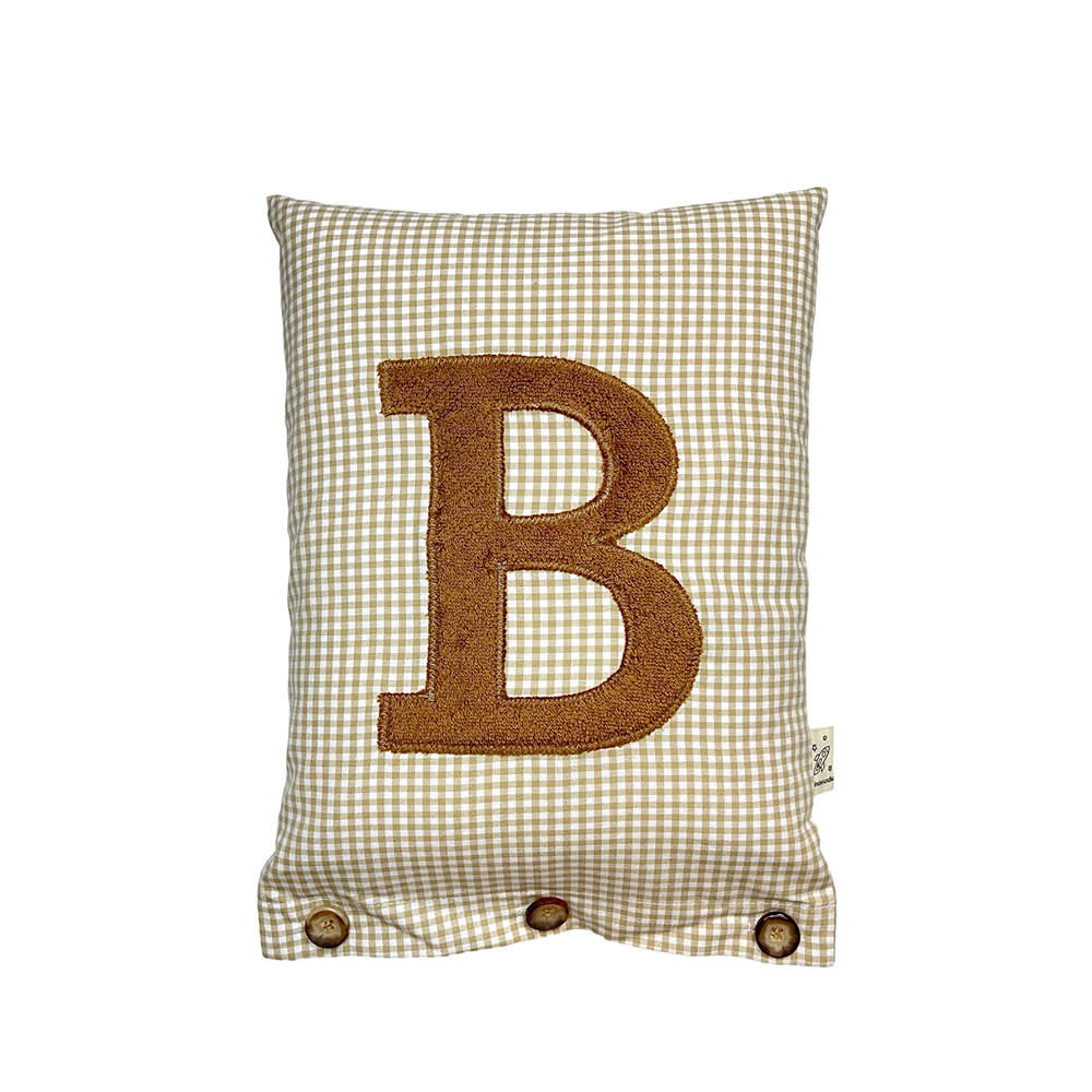 Letter Cushion B, light Brown on Beige Gingham