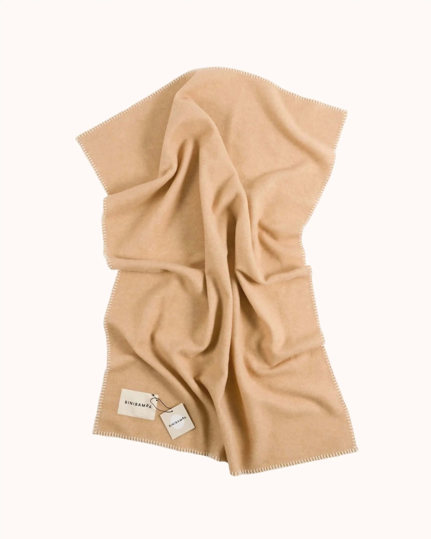 Babydecke aus Merinowolle in caramel/milk