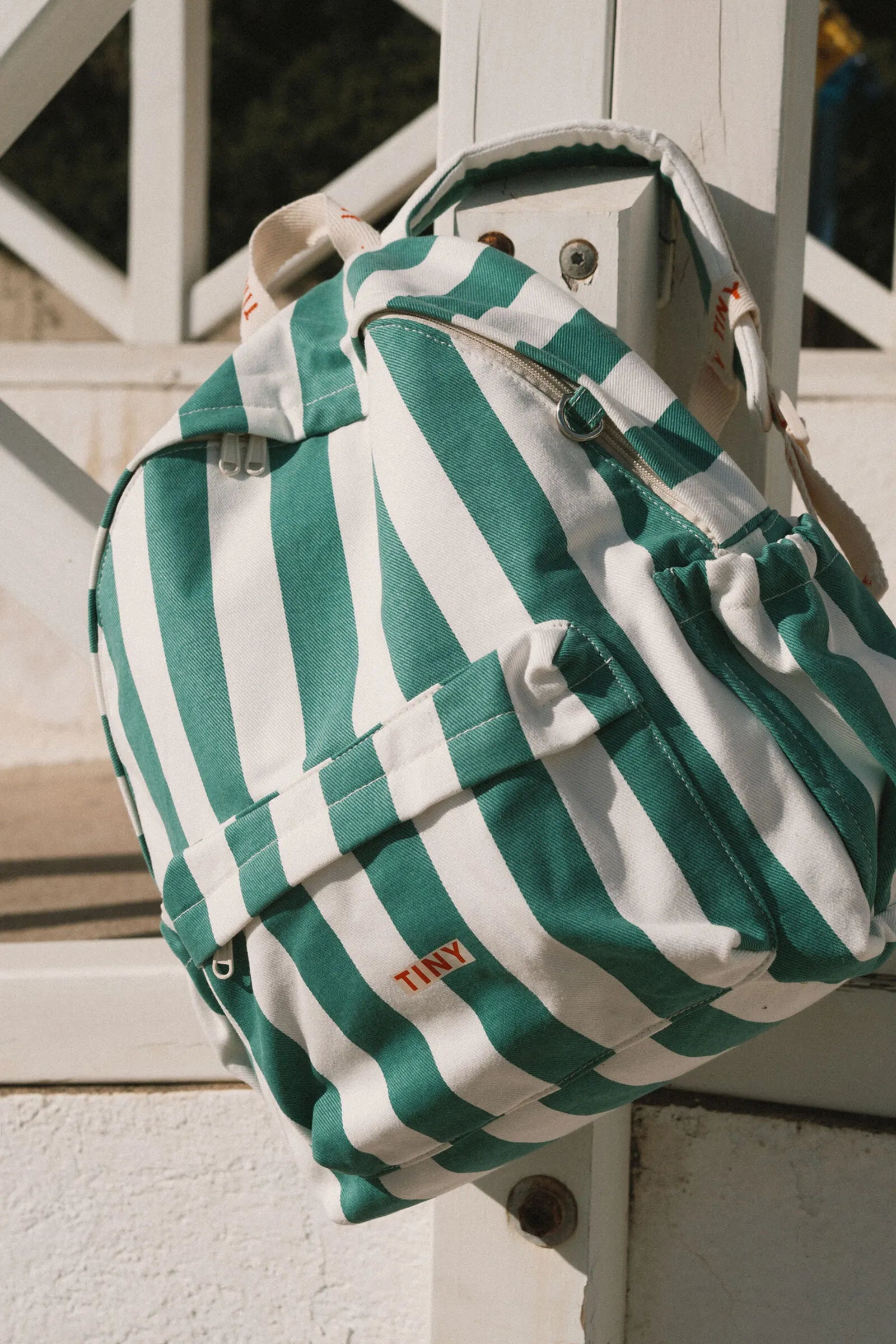 Rucksack in smaragdgrün gestreift