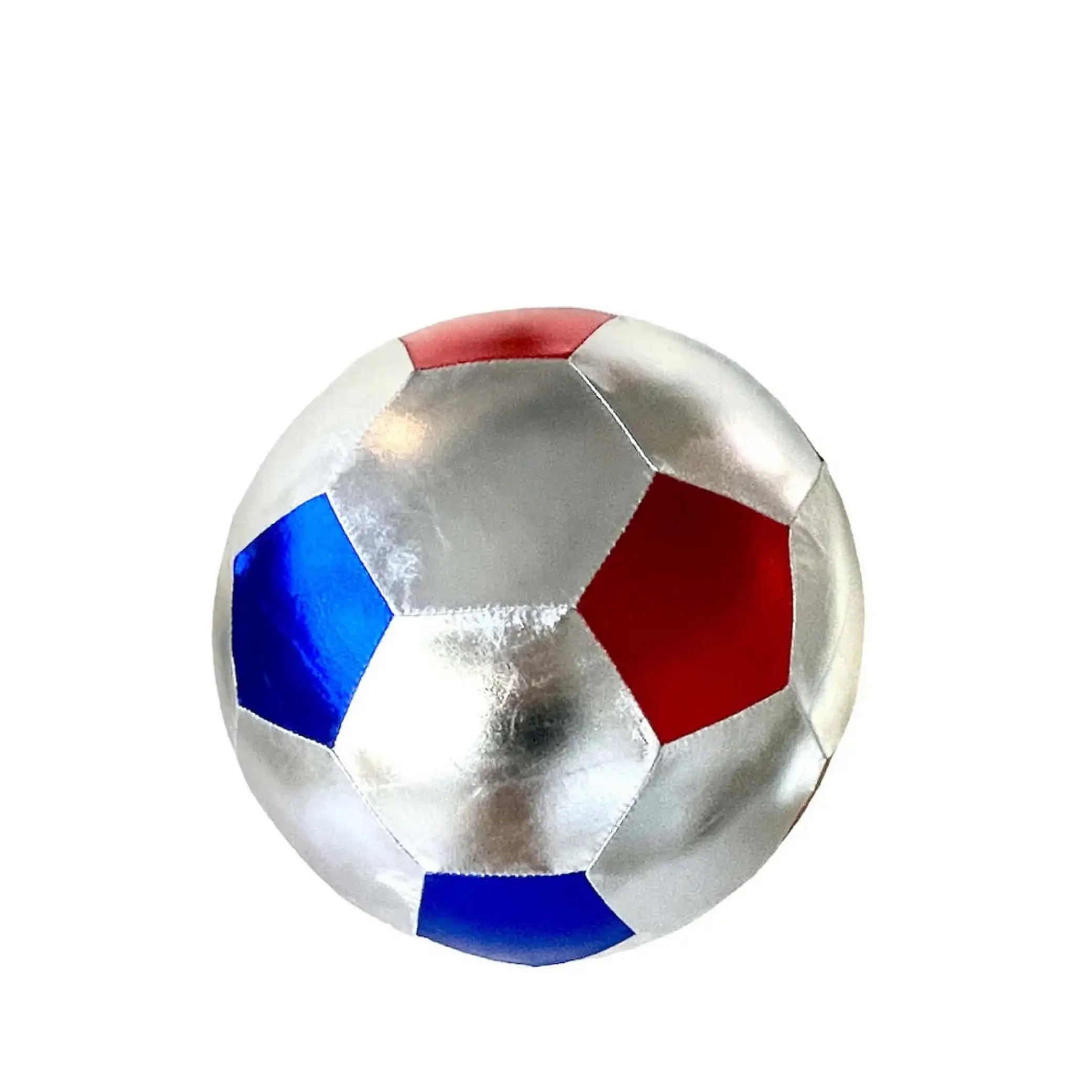Stoffball Soccer in silber/blau/rot