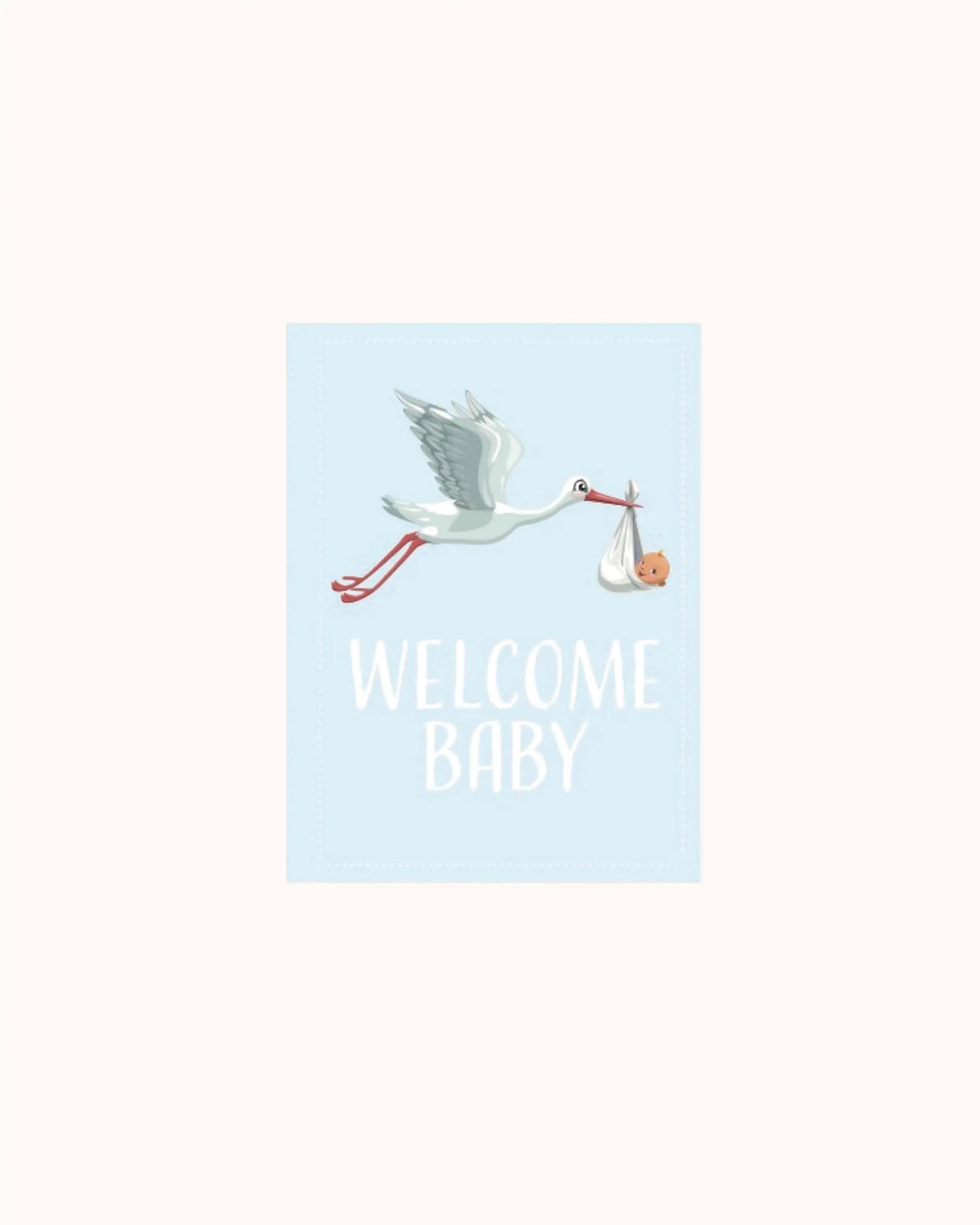 Faltbare Grußkarte Storch, Welcome Baby