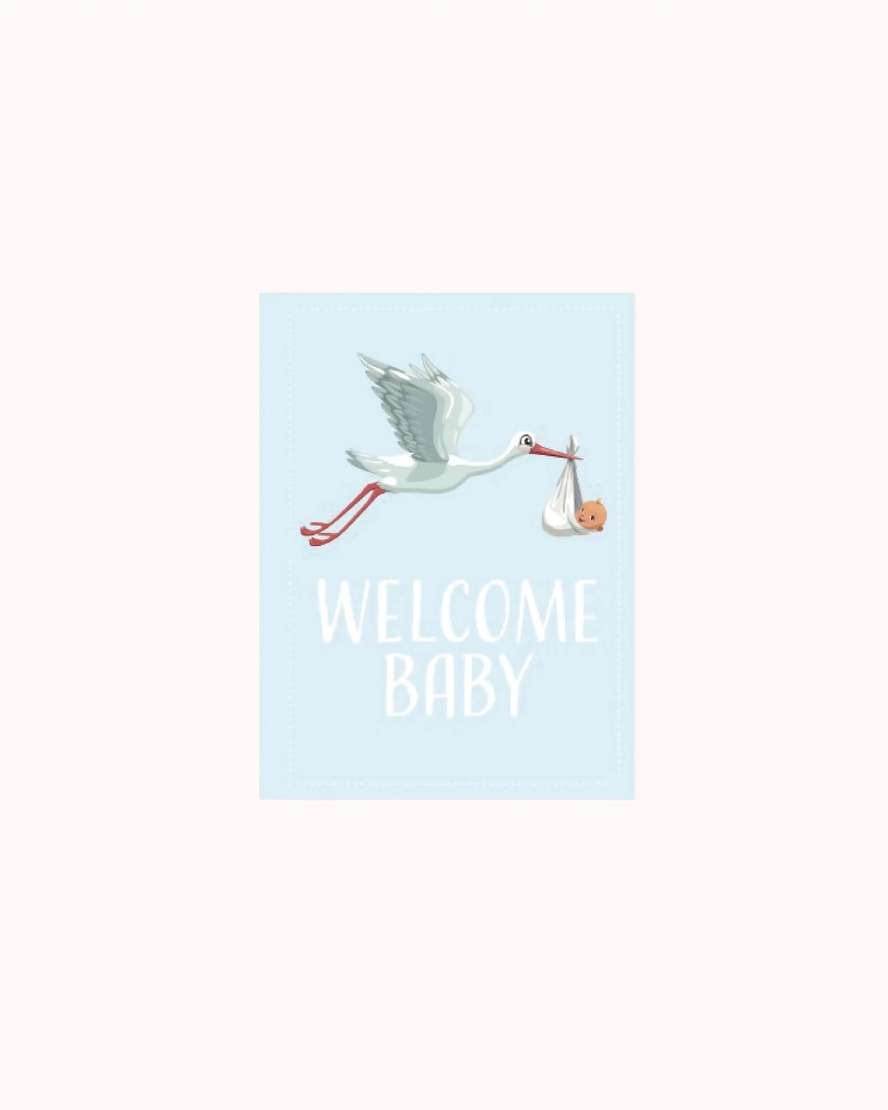 Faltbare Grußkarte Storch, Welcome Baby