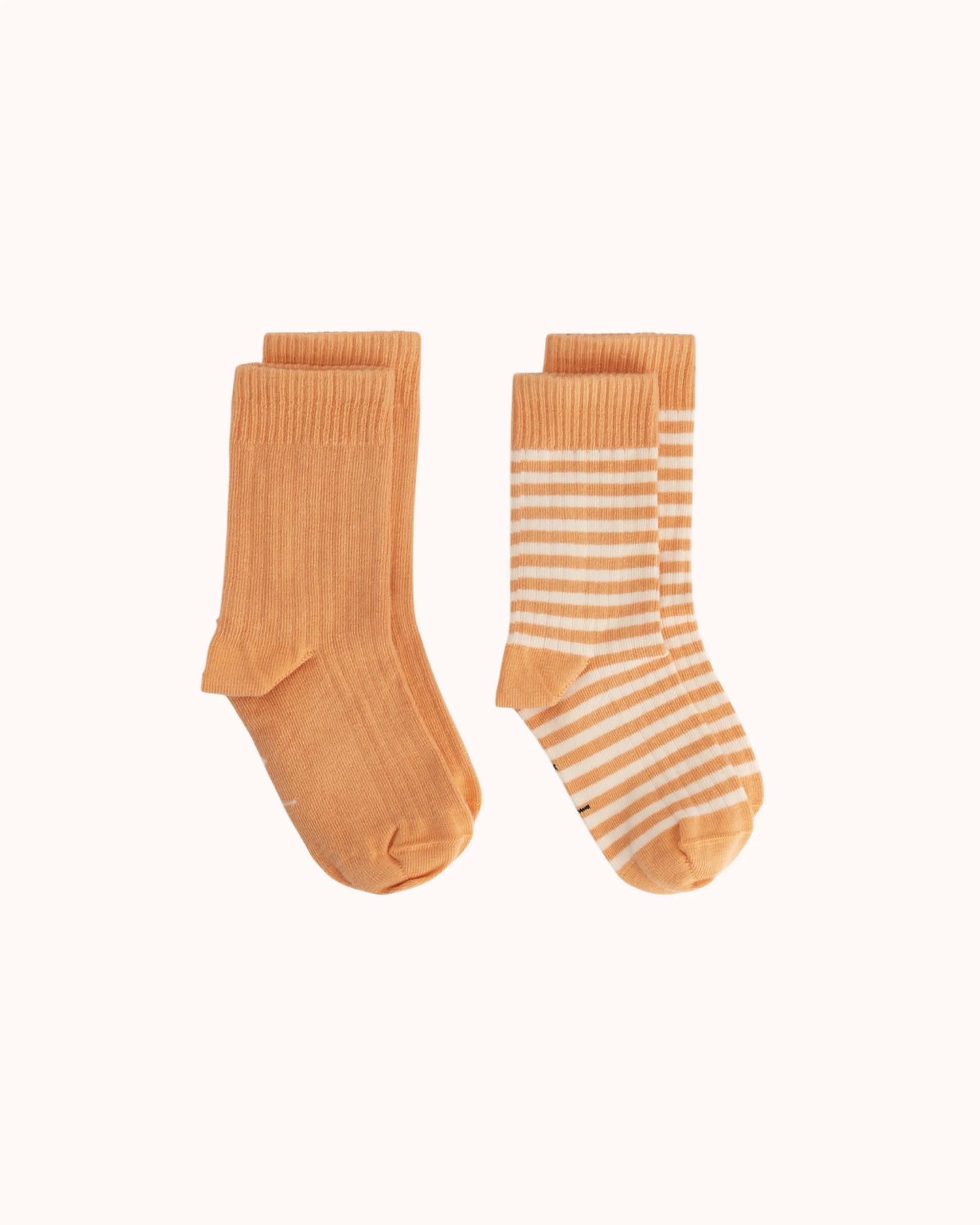 Gerippte Socken in melon/cream - 2er Set