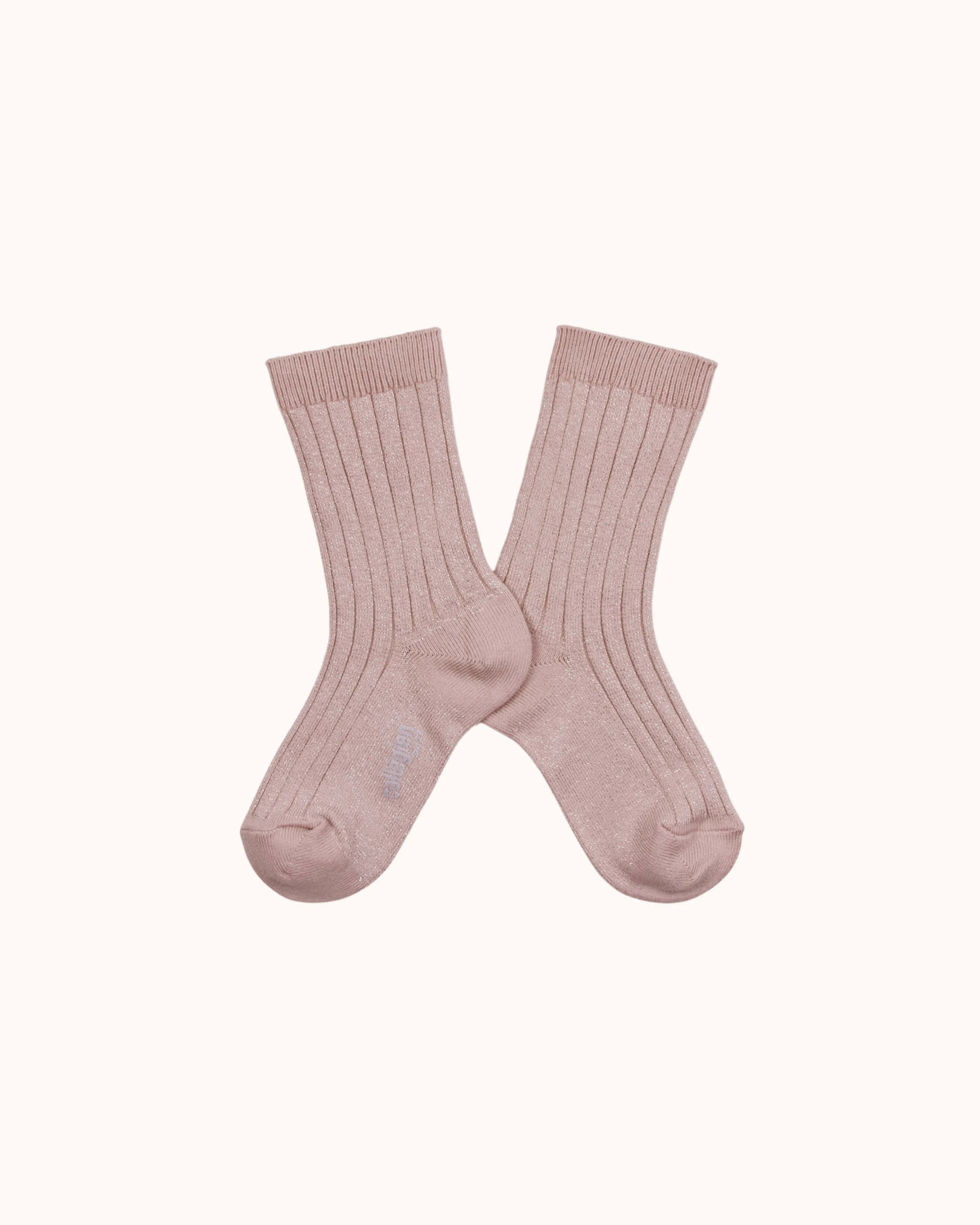 Ribbed Glitter Socks Victoire in vieux rose